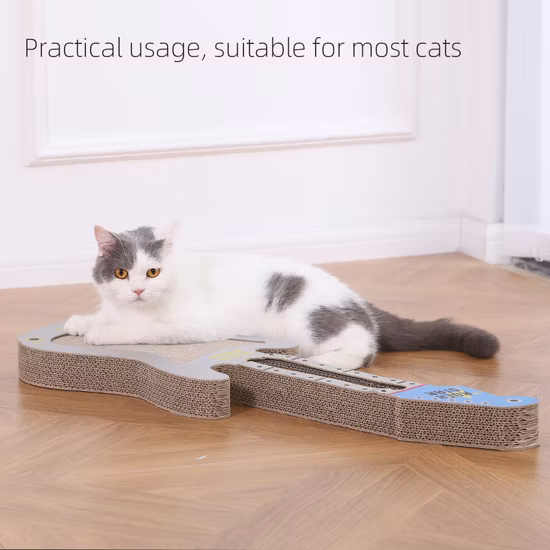 Economical Guitar Shaped Reinforced Corrugated Paperboard Cat Scratched Toy