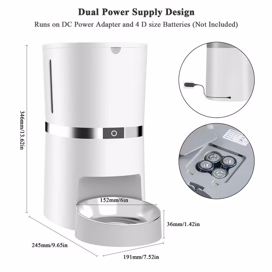 Pet Feeder Automatic Smart Support Battery Supply Food Dispenser