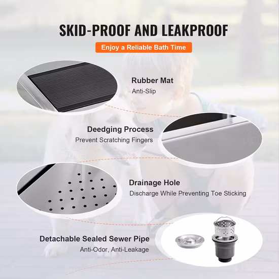 Stainless Steel Pet Grooming Tub Dog Bathtub