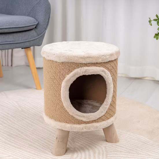 Rena Pet Durable Cat Scratcher House Cat Tree Desk Carrier Toy Furniture with Wooden Legs